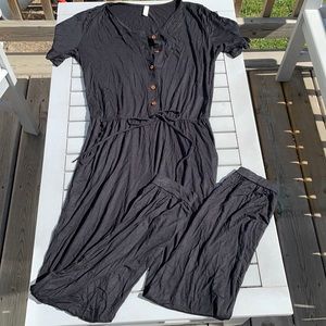 EUC JessaKae/Urban Flamingo Henley romper